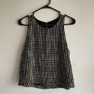 Ark & Co size large tank top/ black and gold woven tank top/ party tank top